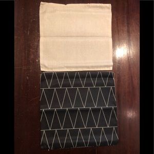 Pair 17” sq black tan pillow cover geometric NEW